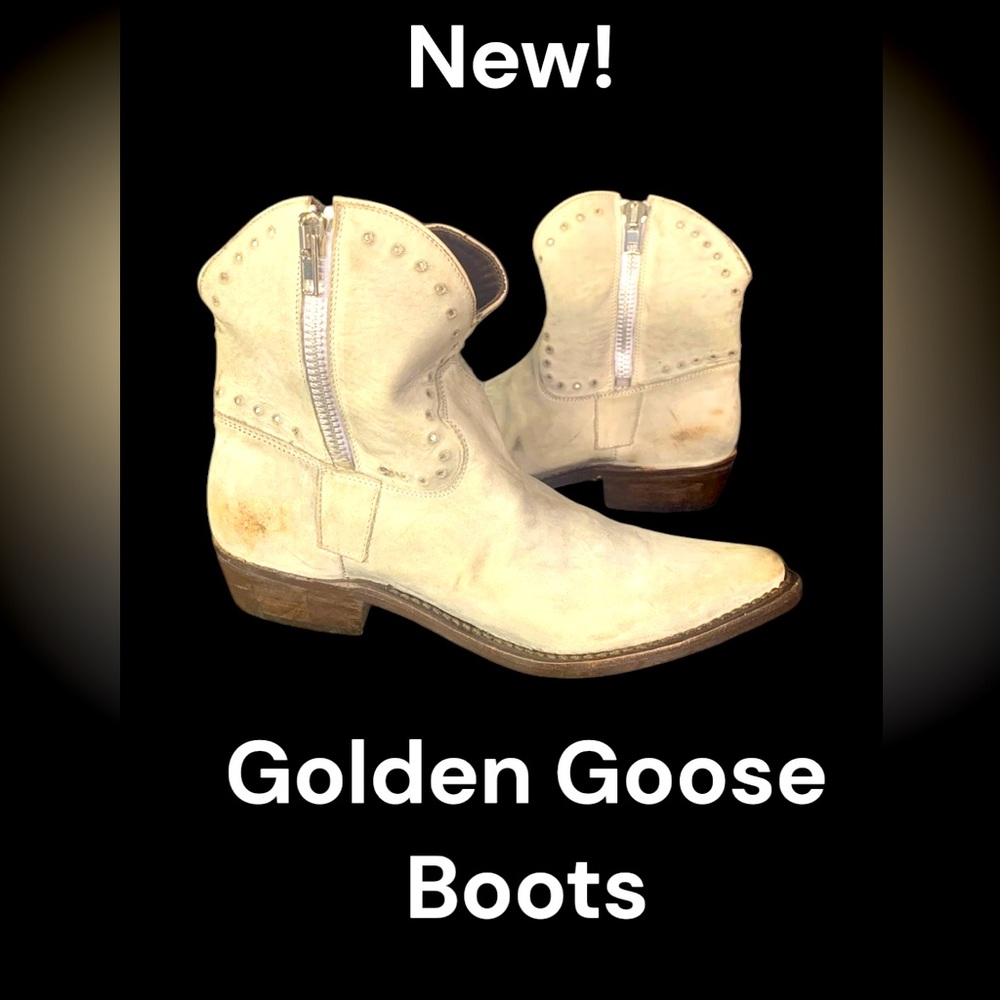 GOLDEN GOOSE Boots All Stars White Steel distressed leather 6.5